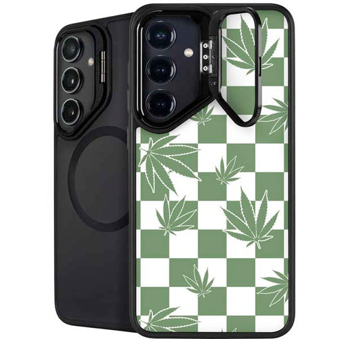 Marijuana Green Checkered Galaxy S24 Kickstand Case