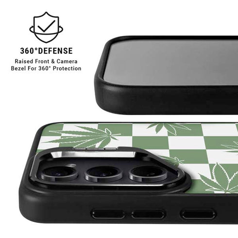 Marijuana Green Checkered Galaxy S25 Kickstand Case