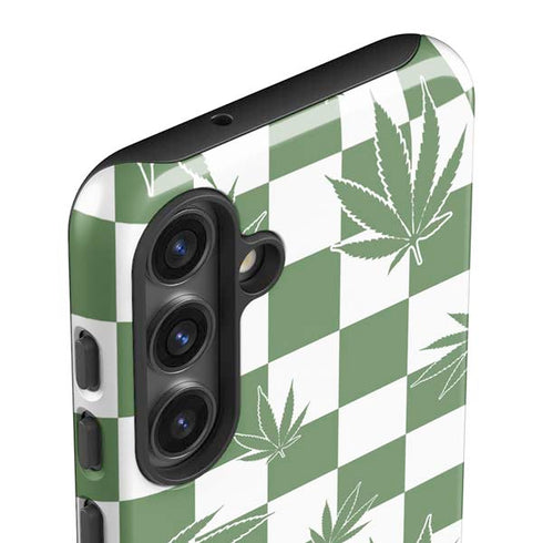 Marijuana Green Checkered Galaxy S25 Plus Impact Case