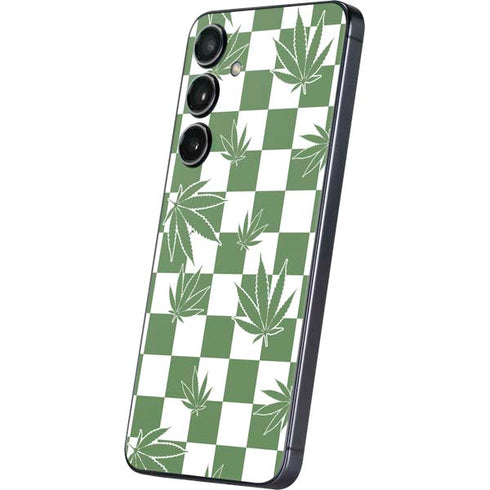 Marijuana Green Checkered Galaxy S24 Plus Skin