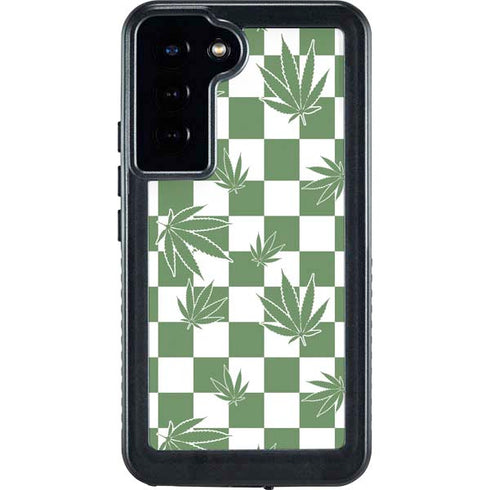 Marijuana Green Checkered Galaxy S24 Plus Waterproof Case