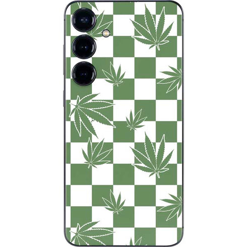 Marijuana Green Checkered Galaxy S24 Skin