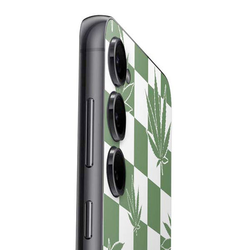 Marijuana Green Checkered Galaxy S24 Skin