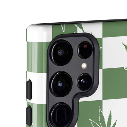 Marijuana Green Checkered Galaxy S25 Ultra Impact Case