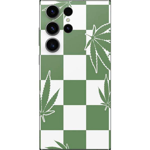 Marijuana Green Checkered Galaxy S25 Ultra Skin