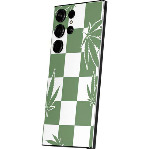 Marijuana Green Checkered Galaxy S25 Ultra Skin