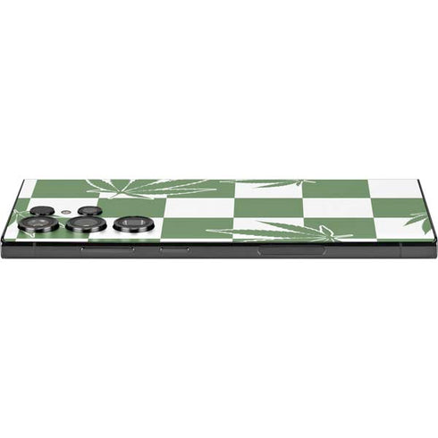 Marijuana Green Checkered Galaxy S25 Ultra Skin