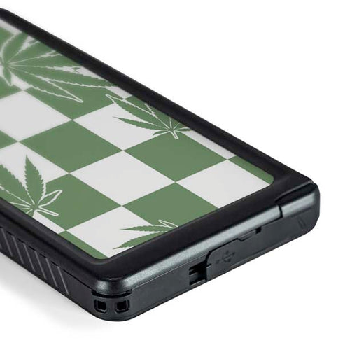 Marijuana Green Checkered Galaxy S24 Ultra Waterproof Case