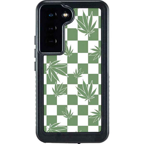 Marijuana Green Checkered Galaxy S24 Waterproof Case