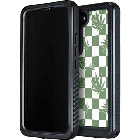 Marijuana Green Checkered Galaxy S24 Waterproof Case