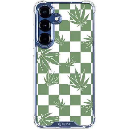 Marijuana Green Checkered Galaxy S25 Clear Case