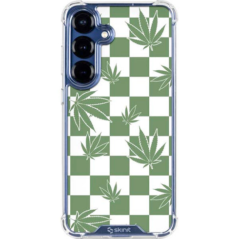 Marijuana Green Checkered Galaxy S25 Plus Clear Case