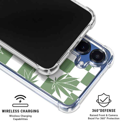 Marijuana Green Checkered Galaxy S25 Plus Clear Case