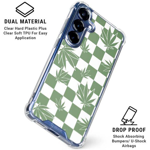 Marijuana Green Checkered Galaxy S25 Plus Clear Case