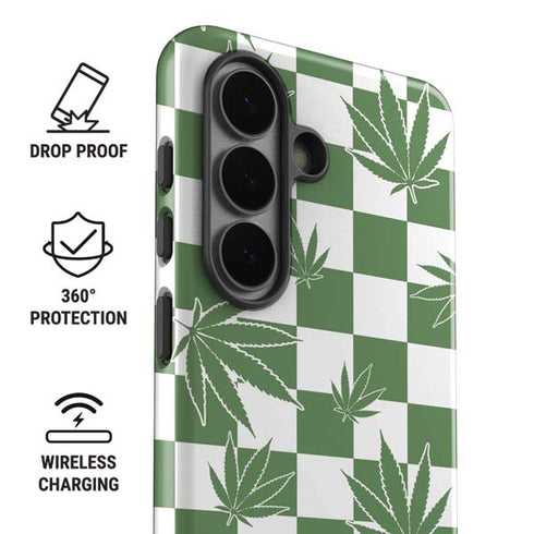 Marijuana Green Checkered Galaxy S26 Impact Case