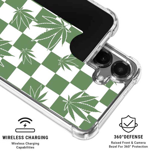 Marijuana Green Checkered Galaxy S26 Plus Clear Case