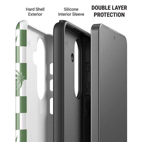 Marijuana Green Checkered Galaxy S26 Plus Impact Case