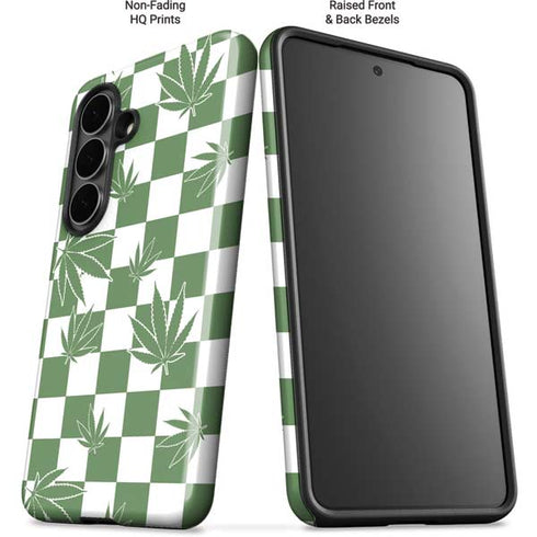 Marijuana Green Checkered Galaxy S26 Plus Impact Case