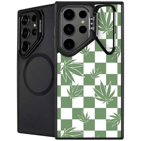Marijuana Green Checkered Galaxy S26 Ultra Kickstand Case