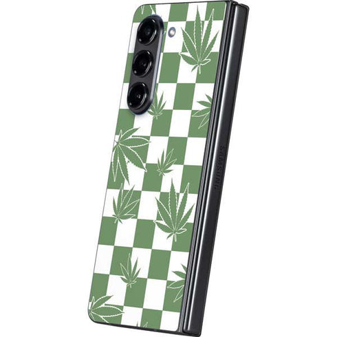 Marijuana Green Checkered Galaxy Z Fold5 5G Skin