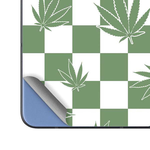Marijuana Green Checkered Galaxy Z Fold5 5G Skin