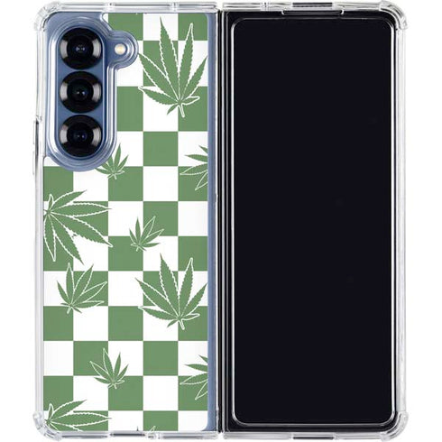 Marijuana Green Checkered Galaxy Z Fold6 Clear Case