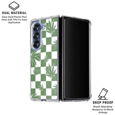 Marijuana Green Checkered Galaxy Z Fold6 Clear Case