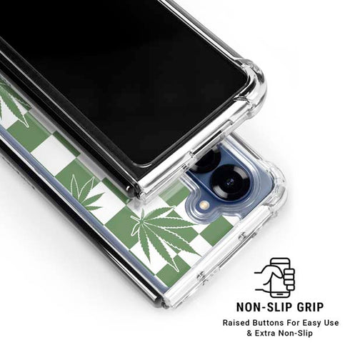 Marijuana Green Checkered Galaxy Z Fold6 Clear Case