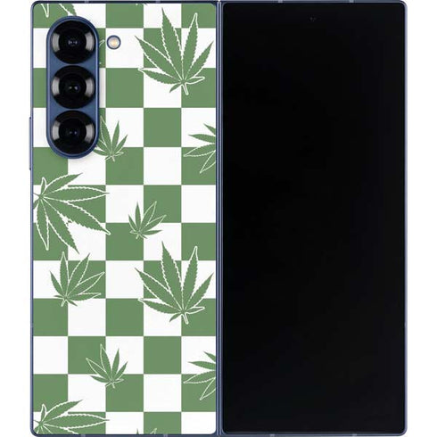 Marijuana Green Checkered Galaxy Z Fold6 Skin
