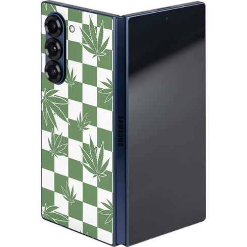 Marijuana Green Checkered Galaxy Z Fold6 Skin