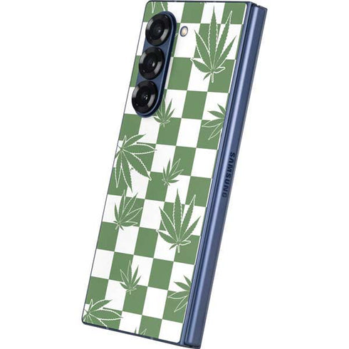 Marijuana Green Checkered Galaxy Z Fold6 Skin
