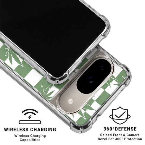 Marijuana Green Checkered Google Pixel 10 Clear Case
