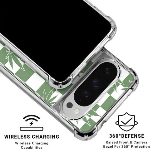 Marijuana Green Checkered Google Pixel 10 Pro XL Clear Case