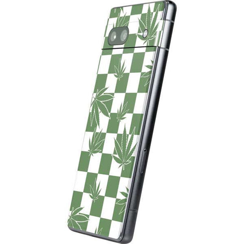 Marijuana Green Checkered Google Pixel 7a Skin