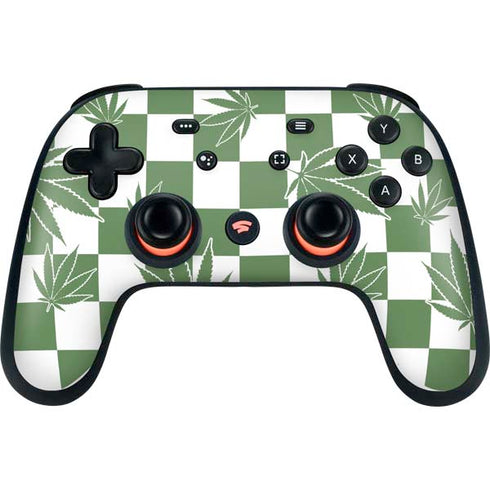 Marijuana Green Checkered Google Stadia Controller Skin