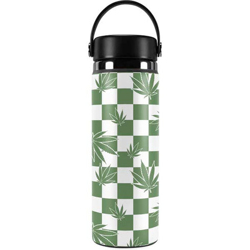 Marijuana Green Checkered Hydro Flask 20oz Wide Mouth Skin