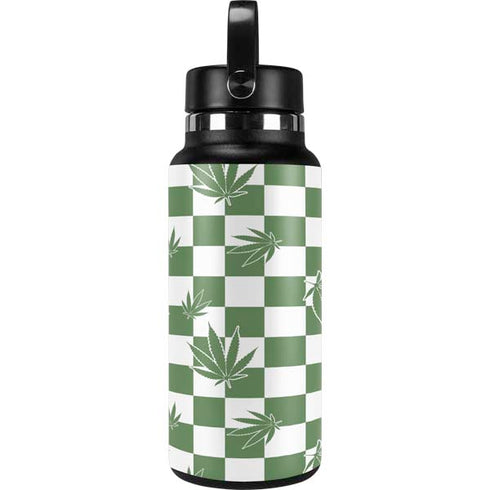 Marijuana Green Checkered Hydro Flask 32oz Wide Mouth Skin