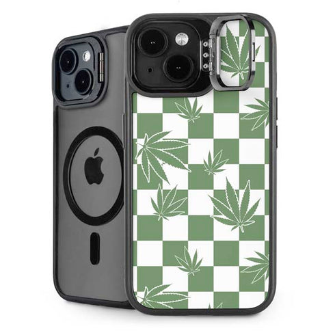Marijuana Green Checkered iPhone 13 Kickstand Case