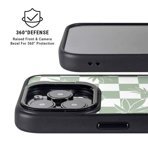 Marijuana Green Checkered iPhone 14 Pro Kickstand Case