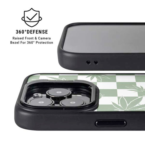 Marijuana Green Checkered iPhone 14 Pro Max Kickstand Case