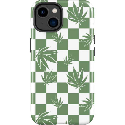Marijuana Green Checkered iPhone 15 Impact Case