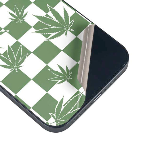 Marijuana Green Checkered iPhone 15 Skin