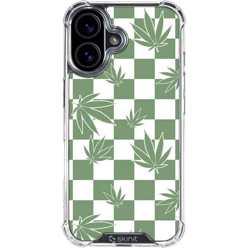 Marijuana Green Checkered iPhone 16 Plus Clear Case