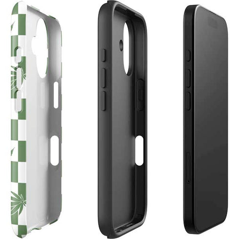Marijuana Green Checkered iPhone 16 Plus Impact Case