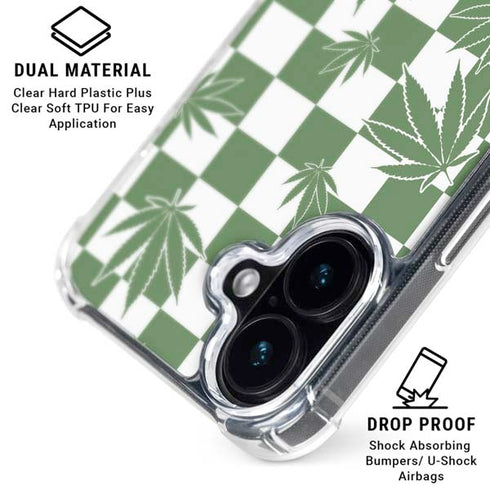Marijuana Green Checkered iPhone 16 Plus MagSafe Case