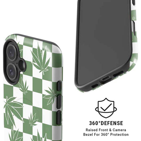 Marijuana Green Checkered iPhone 16 Plus Magsafe Impact Case