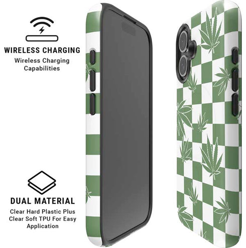 Marijuana Green Checkered iPhone 16 Plus Magsafe Impact Case