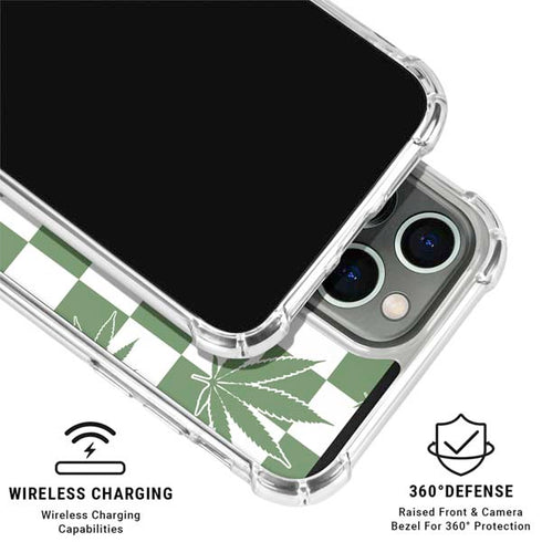 Marijuana Green Checkered iPhone 16 Pro Clear Case