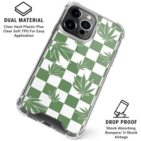 Marijuana Green Checkered iPhone 16 Pro Clear Case