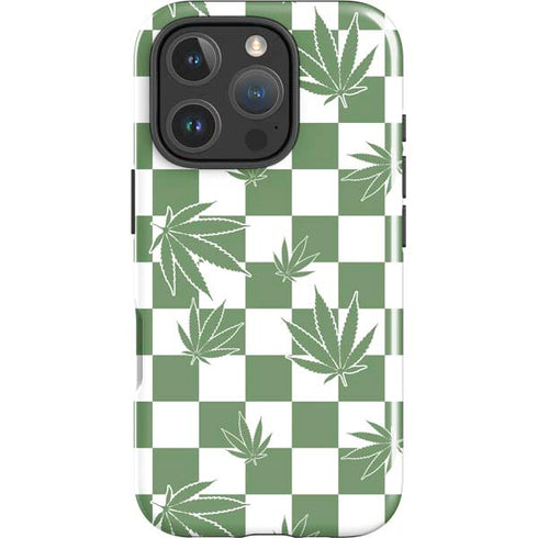 Marijuana Green Checkered iPhone 16 Pro Impact Case